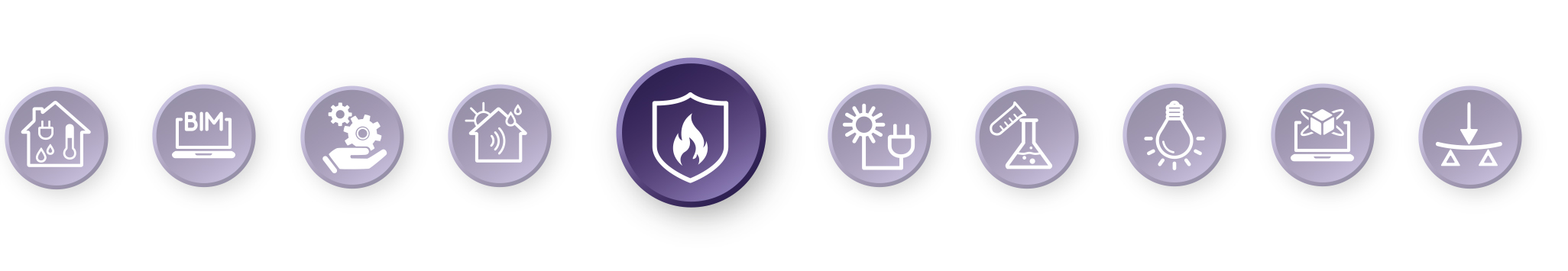 Piktogramm-Leiste mit hervorgehobenem Brandschutz-Symbol